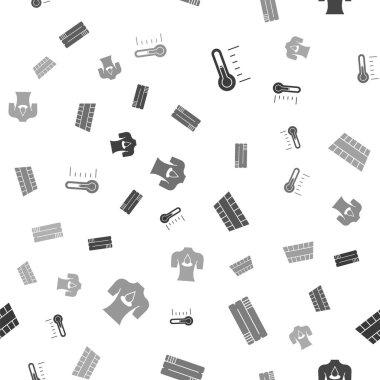 Set Sauna thermometer, Towel stack, bucket and Massage with aroma oils on seamless pattern. Vector.