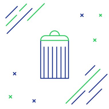 Çöp kutusu simgesi beyaz arkaplanda izole edildi. Çöp kutusu tabelası. Sepet simgesini geri dönüştür. Ofis çöpü ikonu. Renkli taslak konsepti. Vektör.