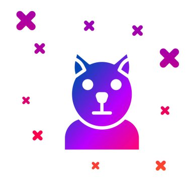 Beyaz arkaplanda izole edilmiş renkli kedi simgesi. Hayvan sembolü. Kademeli rastgele dinamik şekiller. Vektör.