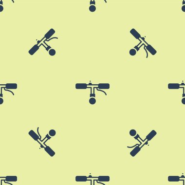 Sarı arka planda mavi bisiklet gidon simgesi izole edilmiş pürüzsüz desen. Vektör.