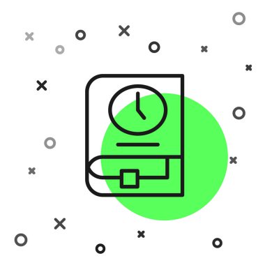 Kitap simgesi için siyah çizgi zamanı beyaz arkaplanda izole. Vektör.