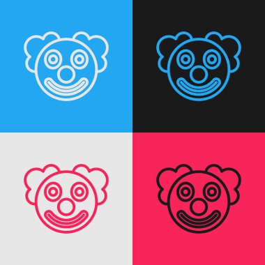 Pop Art Line Palyaço kafası simgesi renk arkaplanında izole edildi. Vektör.