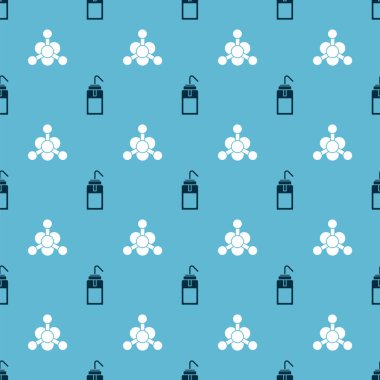 Laboratuvar yıkama şişesini ve bakterileri kusursuz desene ayarlayın. Vektör.