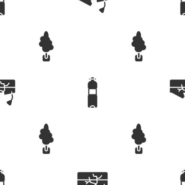 Depremi, bir şişe suyu ve ağacı sorunsuz bir şekilde ayarlayın. Vektör.