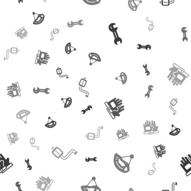 İngiliz anahtarını, bisiklet kaskını, eldivenleri ve pedalı sorunsuz bir şekilde ayarla. Vektör.