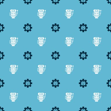 Robot ve düşük batarya şarjını kusursuz desene ayarlayın. Vektör.