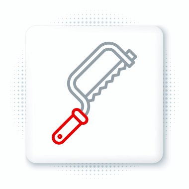 Demir Testere çizgisi simgesi beyaz arkaplanda izole edildi. Tahta ve metal testeresi. Renkli taslak konsepti. Vektör.