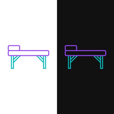 Çizgi Masaj tablosu simgesi beyaz ve siyah arkaplanda izole edildi. Renkli taslak konsepti. Vektör.