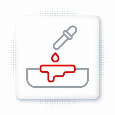 Beyaz zemin üzerinde pipet simgesi olan Line Petri kabı. Renkli taslak konsepti. Vektör.