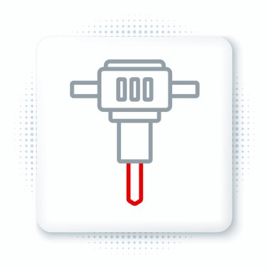 Line İnşaat matkap simgesi beyaz arka planda izole edildi. Renkli taslak konsepti. Vektör.