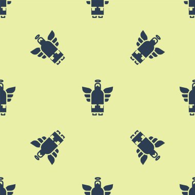 Mavi Noel meleği ikonu sarı arka planda kusursuz desen izole etti. Vektör.