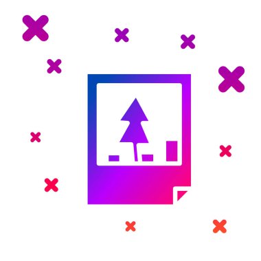 Beyaz arkaplanda izole edilmiş renkli Noel kartı ikonu. Mutlu Noeller ve mutlu yıllar. Kademeli rastgele dinamik şekiller. Vektör.