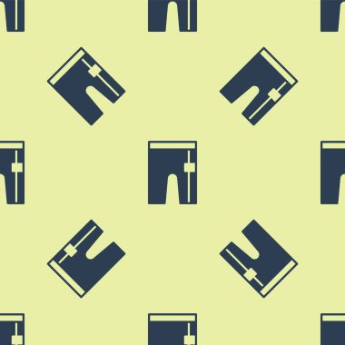 Mavi bisiklet şortu simgesi sarı arkaplanda izole edilmiş pürüzsüz desen. Vektör.