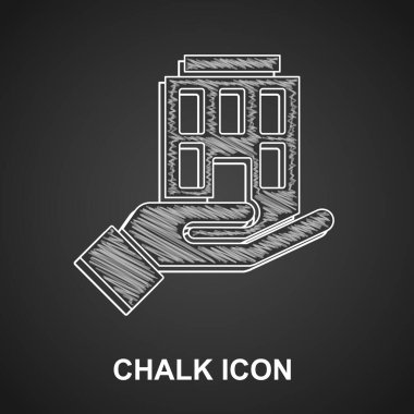 Tebeşir Evi 'nin simgesi siyah arka planda izole edildi. Sigorta konsepti. Güvenlik, güvenlik, koruma, konsept koruma. Vektör.