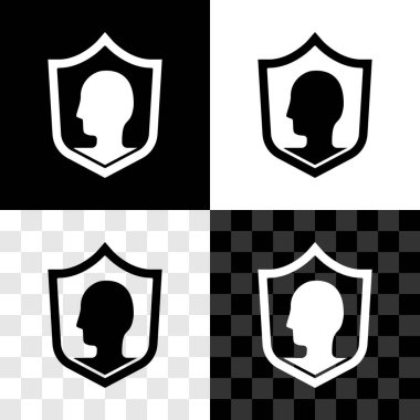 Siyah beyaz, şeffaf arkaplanda izole edilmiş kalkan ikonu ile Hayat Sigortası belirleyin. Güvenlik, güvenlik, koruma, konsept koruma. Vektör.