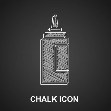 Tebeşir sosu ikonu siyah arka planda izole edilmiş. Ketçap, hardal ve fast food için soslu mayonez şişeleri. Vektör.