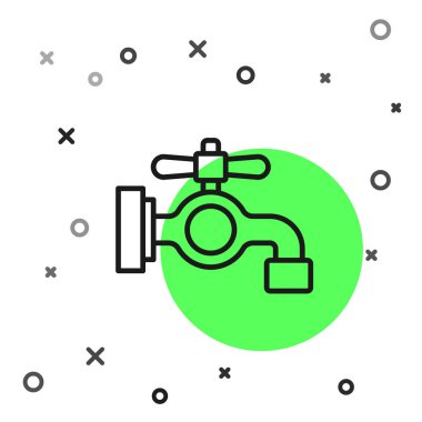 Siyah çizgi su musluğu simgesi beyaz arkaplanda izole edildi. Vektör.