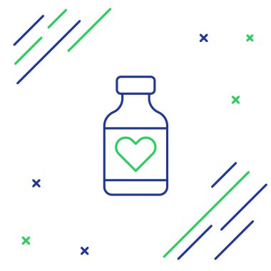 Beyaz arka planda izole edilmiş hap kapsülü ikonu çizgi vitamin kompleksi. Sağlıklı bir yaşam tarzı. Renkli taslak konsepti. Vektör.