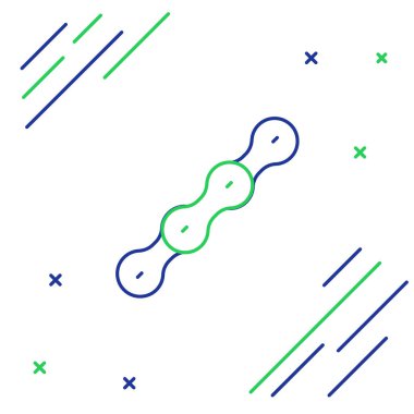 Çizgi bisiklet zinciri simgesi beyaz arkaplanda izole edildi. Bisiklet zinciri sıçrama iletimi. Renkli taslak konsepti. Vektör.