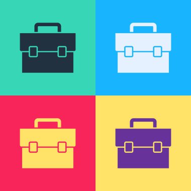 Pop Art Evrak Çantası simgesi renk arkaplanında izole edildi. İş ilanı. İş portföyü. Vektör.
