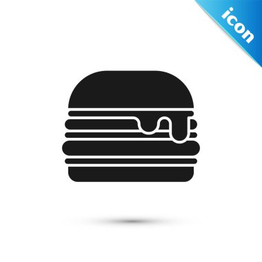 Gri Burger simgesi beyaz arkaplanda izole edilmiş. Hamburger ikonu. Çizburger sandviç tabelası. Fast food menüsü. Vektör.