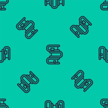 Mavi çizgi kitabı simgesi yeşil arka planda kusursuz desen izole etti. Vektör.