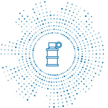 Mavi çizgi El bombası ikonu beyaz arka planda izole edildi. Bomba patlaması. Soyut çember rastgele noktalar. Vektör.