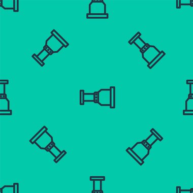 Mavi çizgi Pipe uyarlayıcı simgesi yeşil arkaplanda izole edilmiş pürüzsüz desen. Tesisat boru hattının farklı şekillerde parçaları. Vektör.