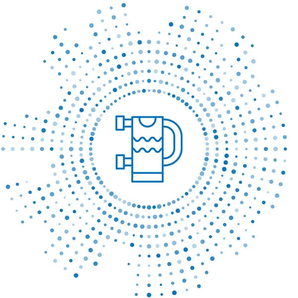 Mavi hat, ısıtılmış havlu tırabzanı simgesi beyaz arka planda izole edildi. Soyut çember rastgele noktalar. Vektör.