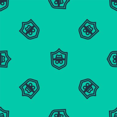 Mavi çizgi Kimlik Değiştirme kipi simgesi yeşil arkaplandaki kusursuz deseni izole etti. Vektör.