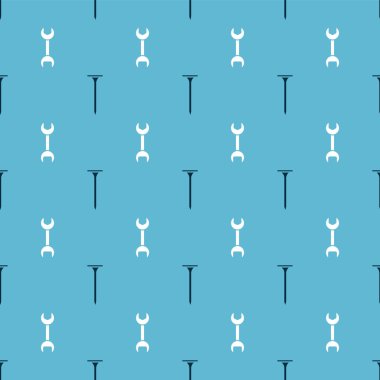 Metalik çivi ve İngiliz anahtarını pürüzsüz desene ayarlayın. Vektör.