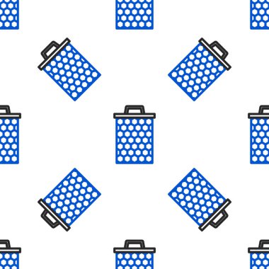 Çizgi bal peteği simgesi beyaz arkaplanda izole edilmiş kusursuz desen. Bal hücrelerinin sembolü. Tatlı doğal yemek. Renkli taslak konsepti. Vektör.