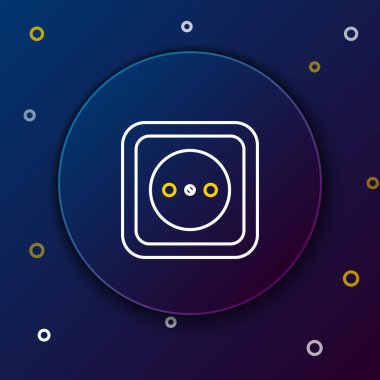 Hat Elektrik çıkış simgesi mavi arkaplanda izole edildi. Elektrik prizi. Rosette sembolü. Renkli taslak konsepti. Vektör.