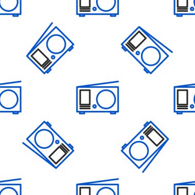 Anten simgesine sahip Line Radio beyaz arka planda izole edilmiş pürüzsüz desen. Renkli taslak konsepti. Vektör.