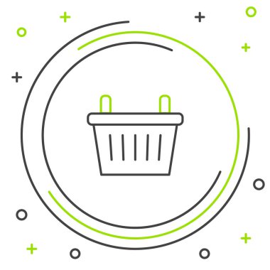 Beyaz arka planda izole edilmiş çizgi bisiklet sepeti simgesi. Renkli taslak konsepti. Vektör.