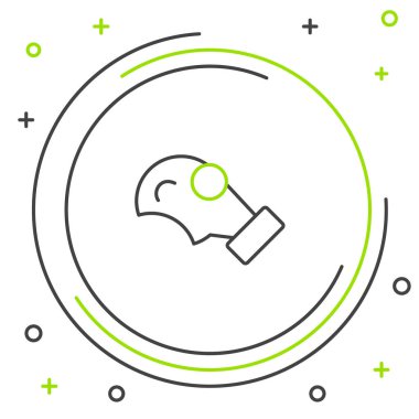 Beyaz arkaplanda çizgi gaz maskesi simgesi izole edildi. Solunum cihazı işareti. Renkli taslak konsepti. Vektör.