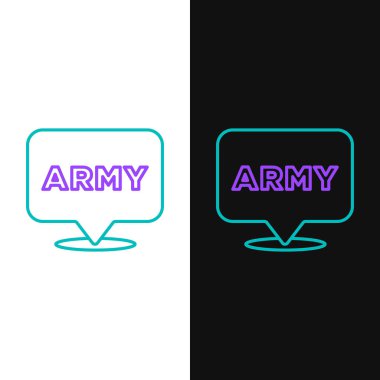 Askeri hat simgesi beyaz ve siyah arkaplanda izole edildi. Renkli taslak konsepti. Vektör.