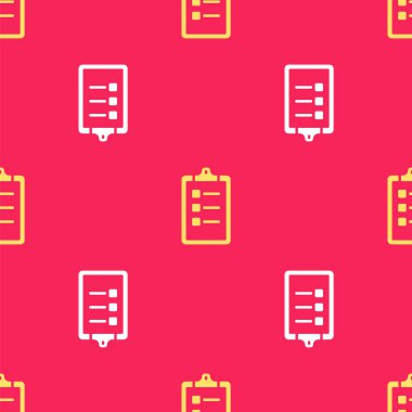 Sarı Bakım Salonu fiyat listesi simgesi kırmızı arka planda izole edilmiş pürüzsüz desen. Vektör.