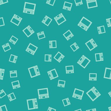 Yeşil fırın simgesi yeşil arkaplanda izole edilmiş pürüzsüz desen. Fırın tabelası. Vektör.