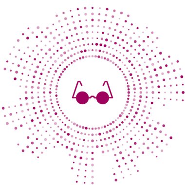 Mor Gözlük simgesi beyaz arkaplanda izole edildi. Soyut çember rastgele noktalar. Vektör.