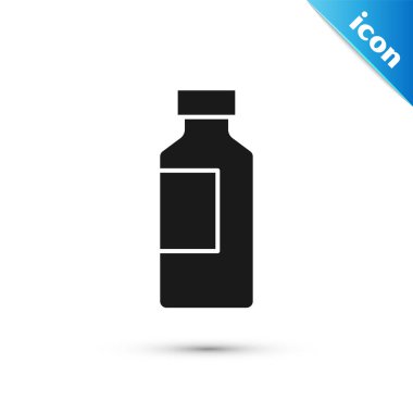 Beyaz arka planda izole edilmiş gri su ikonu şişesi. Soda su içme tabelası. Vektör.