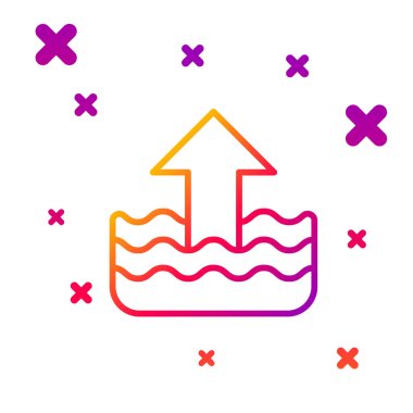 Color line Rise in water level icon isolated on white background. Gradient random dynamic shapes. Vector.