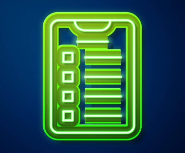 Parlayan neon hattı yeni yıl hedefleri listesi ve mavi arkaplanda izole edilmiş planlar simgesi. Mutlu Noeller ve mutlu yıllar. Vektör.