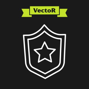 Beyaz çizgi Askeri Ödül ikonu siyah arka planda izole edildi. Ordu işareti. Vektör.