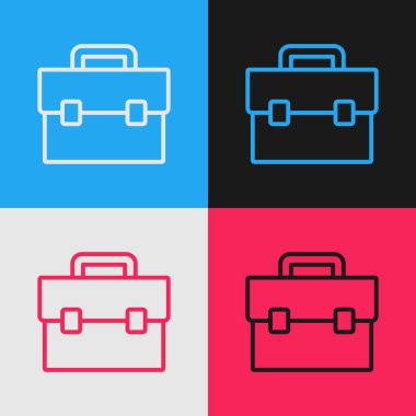 Pop Art Line Evrak Çantası simgesi renk arkaplanında izole edildi. İş ilanı. İş portföyü. Vektör.