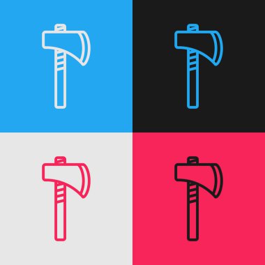 Pop sanat çizgisi Amerikan Tomahawk balta ikonu renk arkaplanda izole. Vektör.