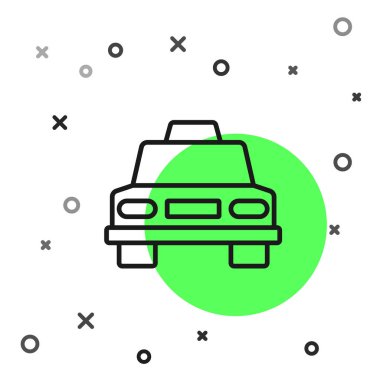 Siyah çizgi taksi ikonu beyaz arka planda izole edildi. Vektör.