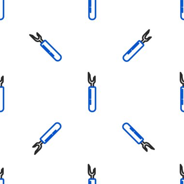 Satır Kesici araç simgesi beyaz arkaplanda kusursuz desen izole etti. Bıçakla bıçak dikmek. Renkli taslak konsepti. Vektör.