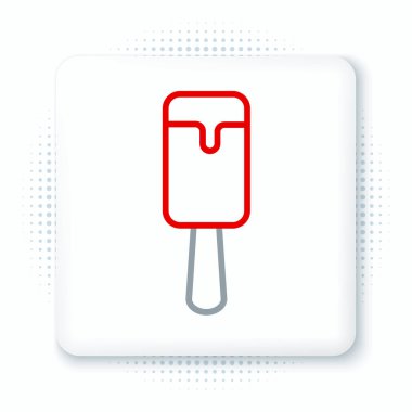 Beyaz arka planda izole edilmiş çizgi dondurma ikonu. Güzel sembol. Renkli taslak konsepti. Vektör.