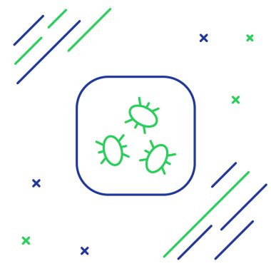 Beyaz arkaplanda çizgi bakteri simgesi izole edildi. Bakteriler ve mikroorganizmalar, sebep olan mikroorganizma hastalıkları, hücre kanseri, mikrop, virüs, mantar. Renkli taslak konsepti. Vektör.